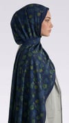 Karaca EşarpCOTTON ŞAL VELORA DESENLİ COTTON ŞAL -  LACİVERT / YEŞİL 
