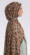 Karaca EşarpCOTTON ŞAL VELORA DESENLİ COTTON ŞAL -  SİYAH / KİREMİT