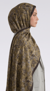 Karaca EşarpCOTTON ŞAL VELORA DESENLİ COTTON ŞAL -  YAĞ YEŞİLİ