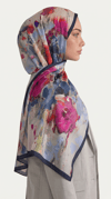Karaca EşarpCOTTON ŞAL VİONA DESENLİ KUMLU ŞAL -  LACİVERT  / MOR