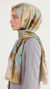 Karaca EşarpCOTTON ŞAL VİONA DESENLİ KUMLU ŞAL - SARI / SU YEŞİLİ