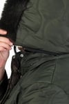 Kadın Haki Uzun İçi Yün Kapitone Büyük Beden Mont