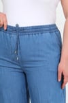 Kadın Kot Beli Lastikli Bol Paça Büyük Beden Pantolon
