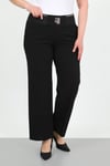 Kadın Siyah Beli Lastikli Likralı Yüksek Bel Büyük Beden Bol Paça Pantolon