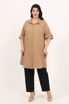 Kadın Sütlü Kahve Soft Keten Büyük Beden Tunik