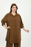 Kadın Taba Ayrobin Tunik Pantolon Büyük Beden Takım