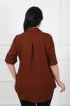 Kadın Taba Kapak Cepli Soft Keten Büyük Beden Gömlek