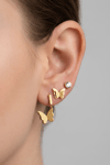 Butterfly Crystal Hoop Earring Set Gold