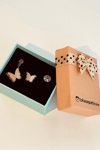 Butterfly Crystal Hoop Earring Set Bronze