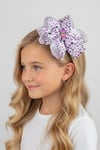 Macfame Large Grosgrain Polka Dot Crown Purple