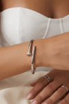 Nail Model Silver Hinge Bangle