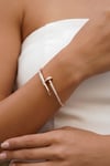 Nail Model Crystal Hinge Bronze Bangle