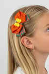 Macfame Butterfly Figured Grosgrain Snap Fastener (Automatic) Clasp Orange