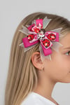 Macfame Girl Figured Grosgrain Child Snap Fastener (Automatic) Buckle Fuchsia