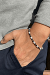 Mens Freshwater Pearl Silver Bracelet