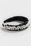 Crystal & Pearl Embellished Black Bridal Headband