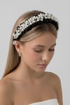 Crystal & Pearl Embellished Black Bridal Headband