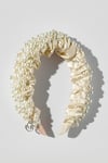 Bridal Pearl Embellished Satin Headband Ecru