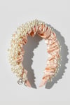 Bridal Pearl Embellished Satin Headband Salmon