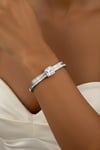 Solitaire Hinge Silver Bangle