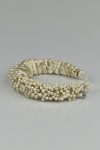 Bridal Pearl Embellished Satin Headband Ecru