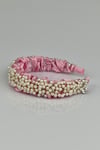 Bridal Pearl Embellished Satin Headband Pink