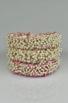 Bridal Pearl Embellished Satin Headband Salmon