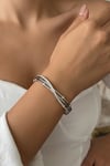Charming Wave Crystal Hinge Silver Bangle