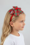 Macfame Butterfly Figured Plaid Grosgrain Fabric Kids Crown Red