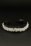 Crystal & Pearl Embellished Black Bridal Headband