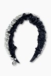Crystal & Pearl Embellished Black Bridal Headband