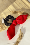 Bunny Ears Satin Scrunchie Red