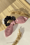 Kulaklı Saten Scrunchie Toka Lila