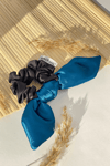 Bunny Ears Satin Scrunchie Petroleum Blue