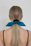Bunny Ears Satin Scrunchie Petroleum Blue