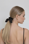 Bunny Ears Satin Scrunchie Black