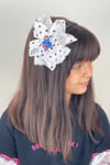 Macfame Large Grosgrain Polka Dot Crown White