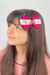 Macfame Rainbow Figured Grosgrain Kids Snap Snap (Automatic) Buckle Fuchsia