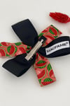 Macfame Grosgrain Ribbed Watermelon Pattern Side Buckle Set Black