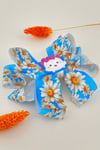 Macfame Cat Figure Patterned Grosgrain Ribbon Kids Snap (Automatic) Buckle Blue