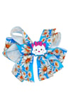 Macfame Cat Figure Patterned Grosgrain Ribbon Kids Snap (Automatic) Buckle Blue