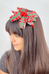 Macfame Butterfly Figured Plaid Grosgrain Fabric Kids Crown Red