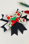 Macfame Cherry Figured Grosgrain Ribbon Kids Snap (Automatic) Buckle Black