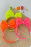 Macfame Neon Netted Peak Eared Kids Tiara Pink