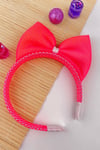 Macfame Neon Netted Peak Eared Kids Tiara Pink