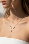 Taşlı Melek Kolye Gold
