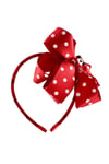 Macfame Mickey Figured Polka Dot Grosgrain Fabric Kids Crown Red