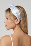 Daisy Printed Satin Headband Light Blue