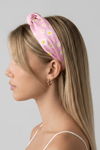 Daisy Printed Satin Headband Pink
