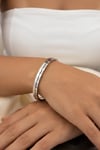 Roman Numeral Hinge Bangle Silver